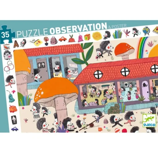 Djeco - Puzzle Observation 35pcs - Hedgehog School