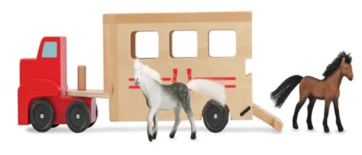 Melissa & Doug - Horse Carrier Wooden Vehicles Play Set