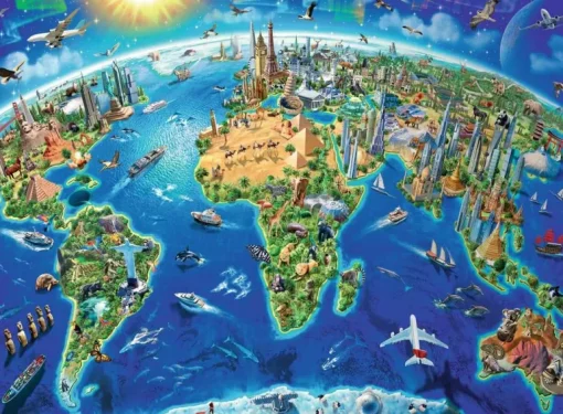 Ravensburger - 300Pc World Landmarks Map Puzzle